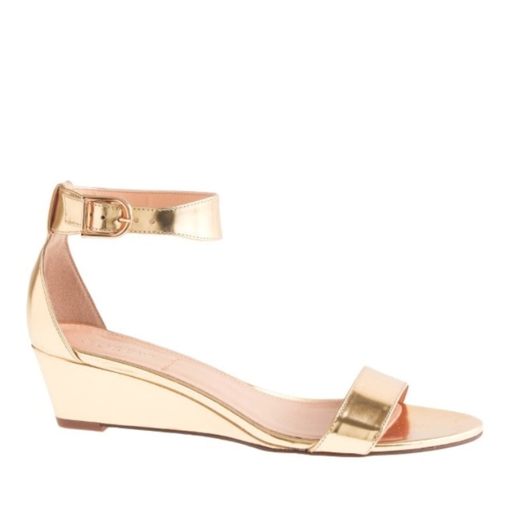 J.Crew Lillian mirror metallic low wedge sandals